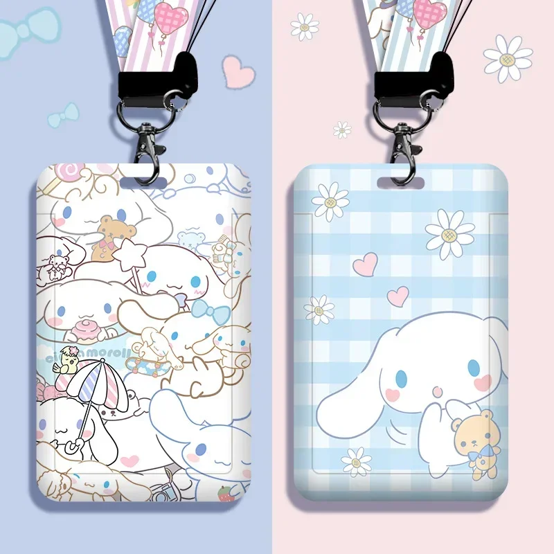 

Whosale Cute Cinnamoroll ID Badge Card Holders Lanyard Sanrio Girls Door Card Case Neck Strap Credit Card Holder Credentials