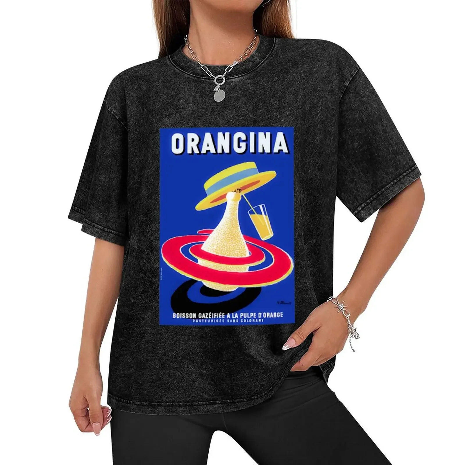 Orangina Vintage French Advert T-Shirt anime t shirts plain graphics vintage anime shirt clothes for men