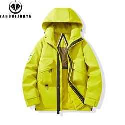 Winter Men Outdoor travel Windbreak Hooded Warm Jacket Men Brand Solid Color Loose Casual Fashion Style Jacket Coat Male Hots