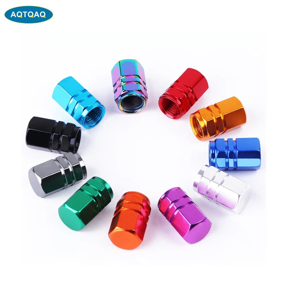 1Set Hex Design Aluminum Alloy Dust-proof and Rust-proof Personality Universal Valve Core Caps For Cars SUV and Motorcycles Bike