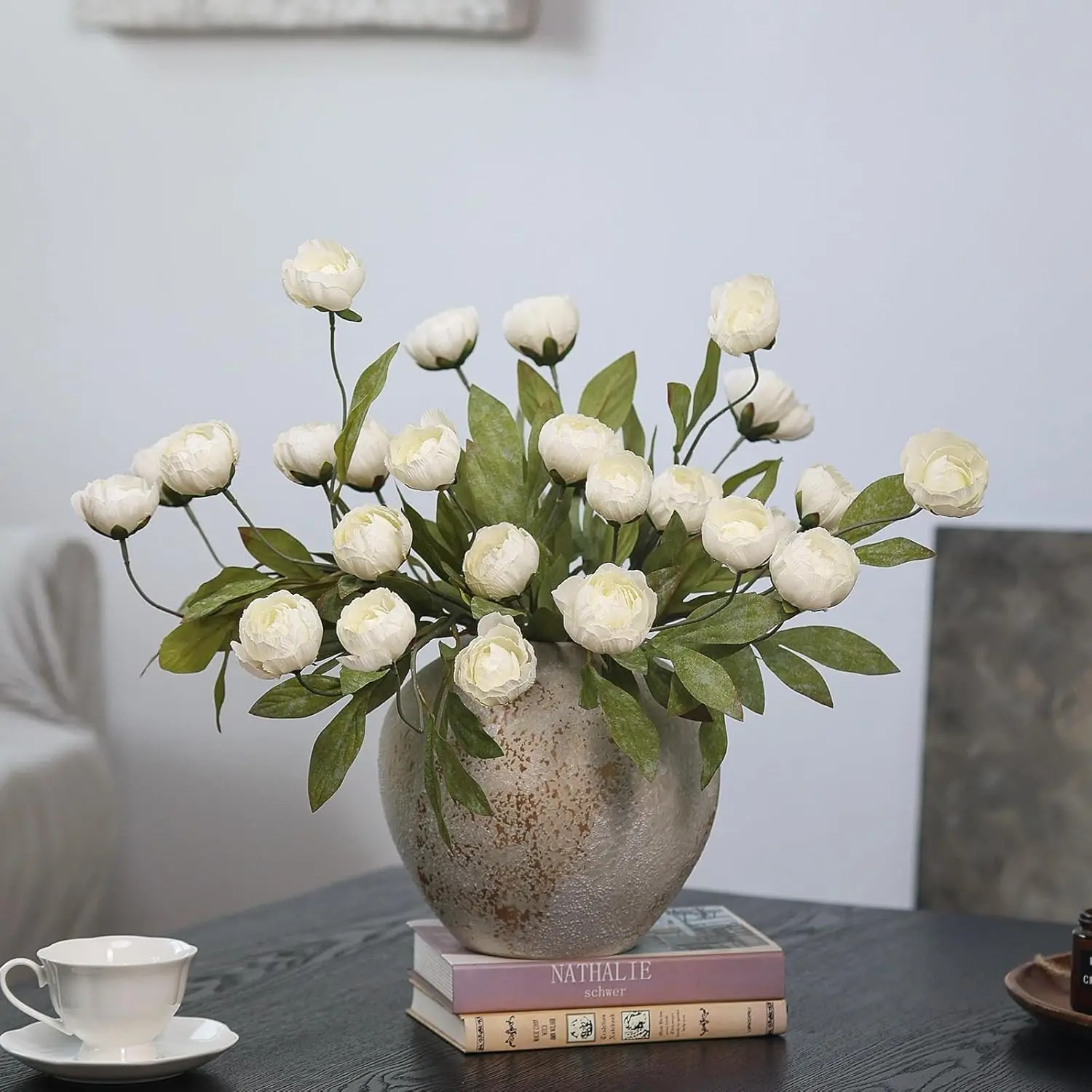 Künstliche Blumen, Seiden-Pfingstrosen, weißer Brautstrauß, Hochzeitstisch, Partyvase, Festival, Heimdekoration, Zimmerdeko, Gartenaccessoire, DIY-Geschenke – Detail 3