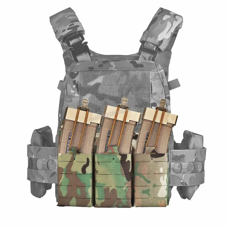 

Tactical Triple 5.56 Mag Pouch G-Buckle Mount Front Panel Airsoft Hunting FCPC V5 Vest MOLLE Magazine Carrier with Kydex Insert