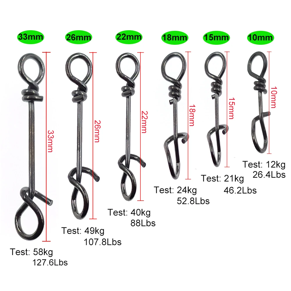 Quick Clip Swivel Stainless Steel Fishing Swivels 10mm-33mm Clip Snap Fishing Connector Carp Fishing Accessories