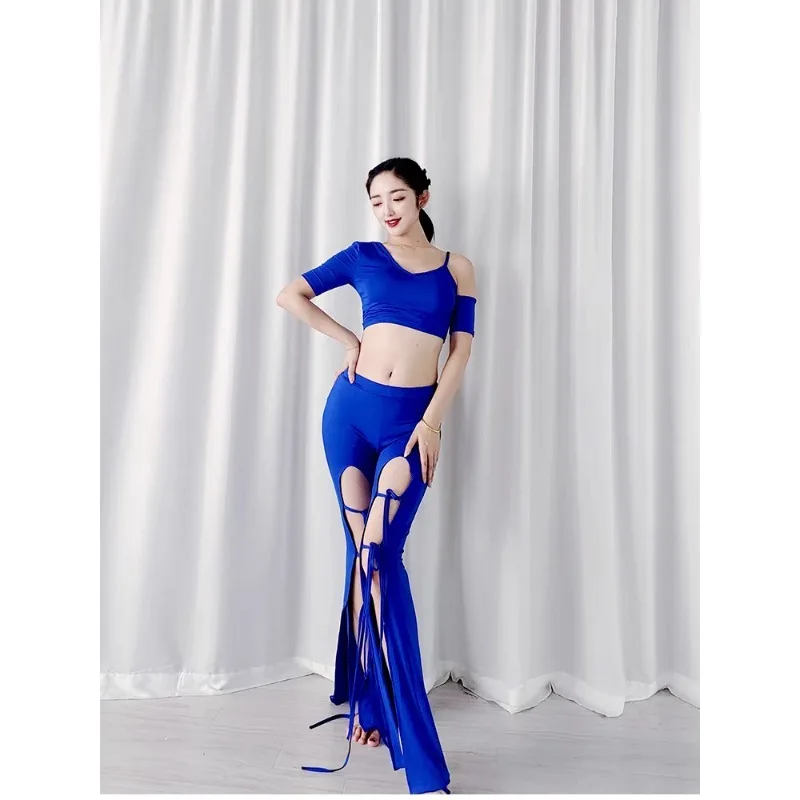 أزياء راقصة شرقية مخصصة ملابس ممارسة ملابس الرقص الشرقي ملابس الرقص الشرقي السوداء مجموعة سراويل حزام ملابس الرقص الغريبة