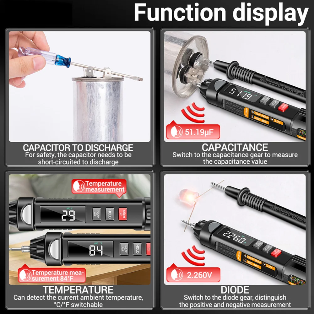 ANENG A3009 Mini Digital Multimeter Pen Smart Voice Broadcast Tester Meter Multimetro DC AC Voltage Professional Test Tools