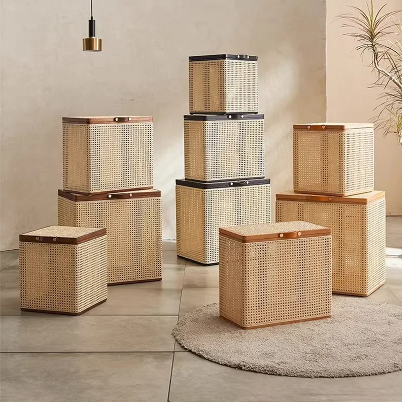 

Storage box made of rattan woven solid wood, household storage box, surprise quiet wind furniture, bamboo woven storage box,