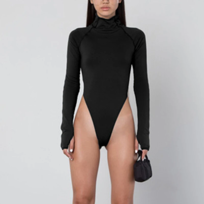 Manga longa alta pescoço neon bodycon sexy natal bodysuit outono inverno moda feminina casual fino ajuste corpo roupas topos catsuit
