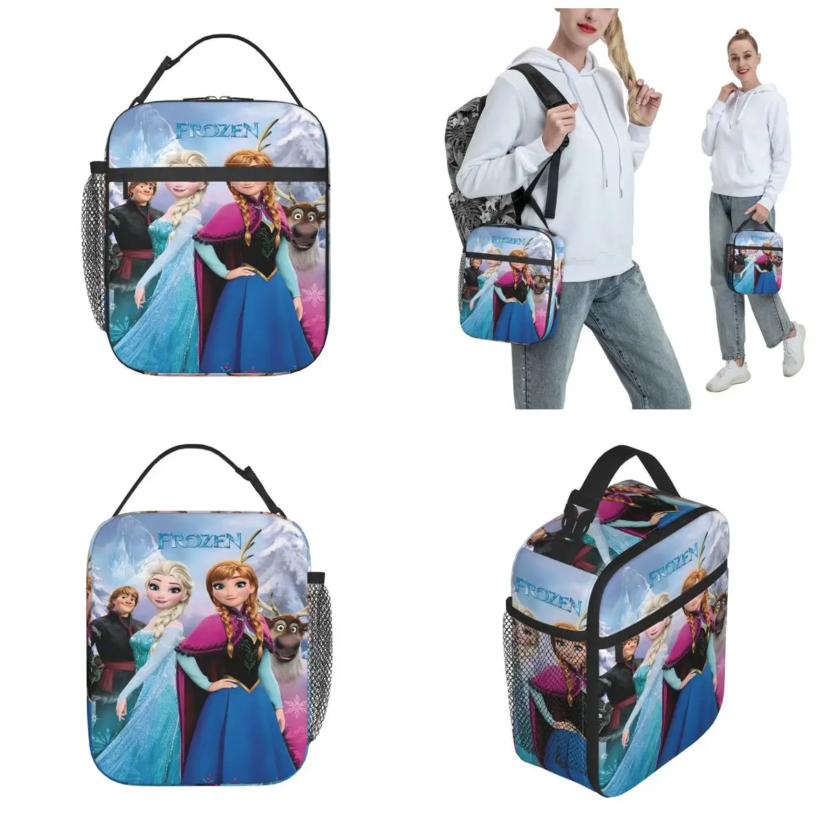 Frozen Princess Merch Insulated Lunch Bag For Picnic Storage Food Boxes Reusable Cooler Thermal Bento Box