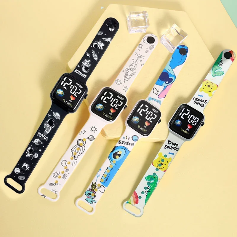 Disney Stitch Children's Electronic Watch Fashion Animation Boy Girls Digital Watch Student Sports Wrist Watch Kids Gift