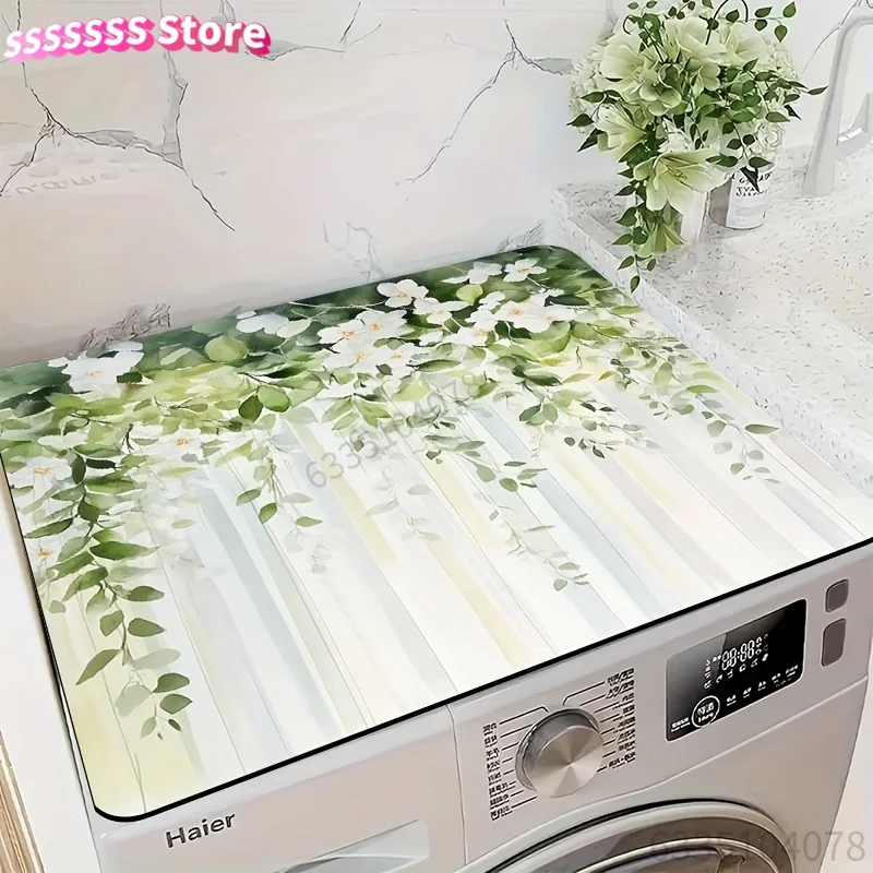 

Mouse Pad Watercolor Green Sage Washing Machine Cover 2D Printing Mat Ldeal for Laundry Appliances, Ideal for Kitchen and Laund