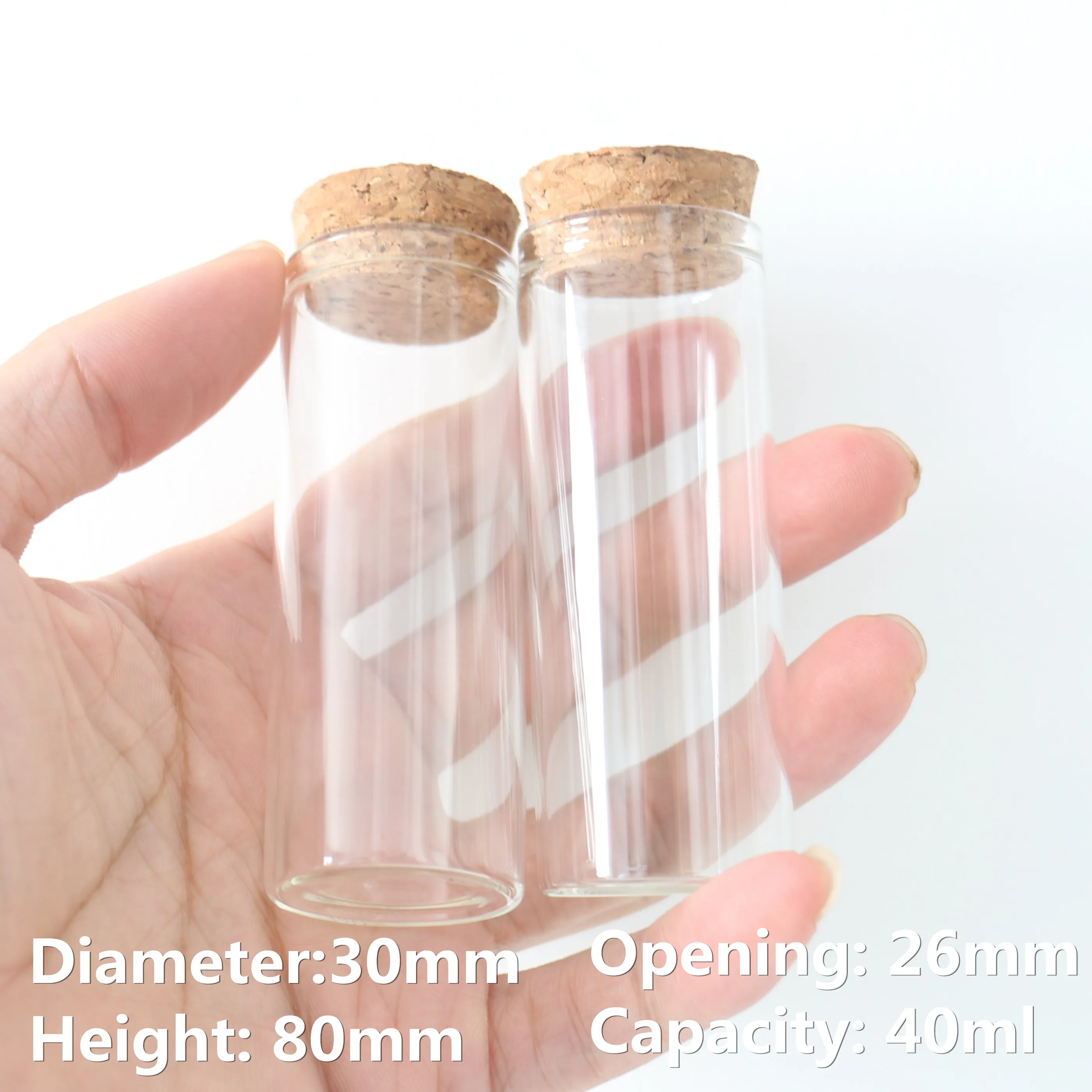 

24 Pcs/lot 26*30*80mm 40ml Dragee Glass Bottle Little Glass Jars Spicy Storage Glass Container Vials Wedding Dragee Bottles Cork