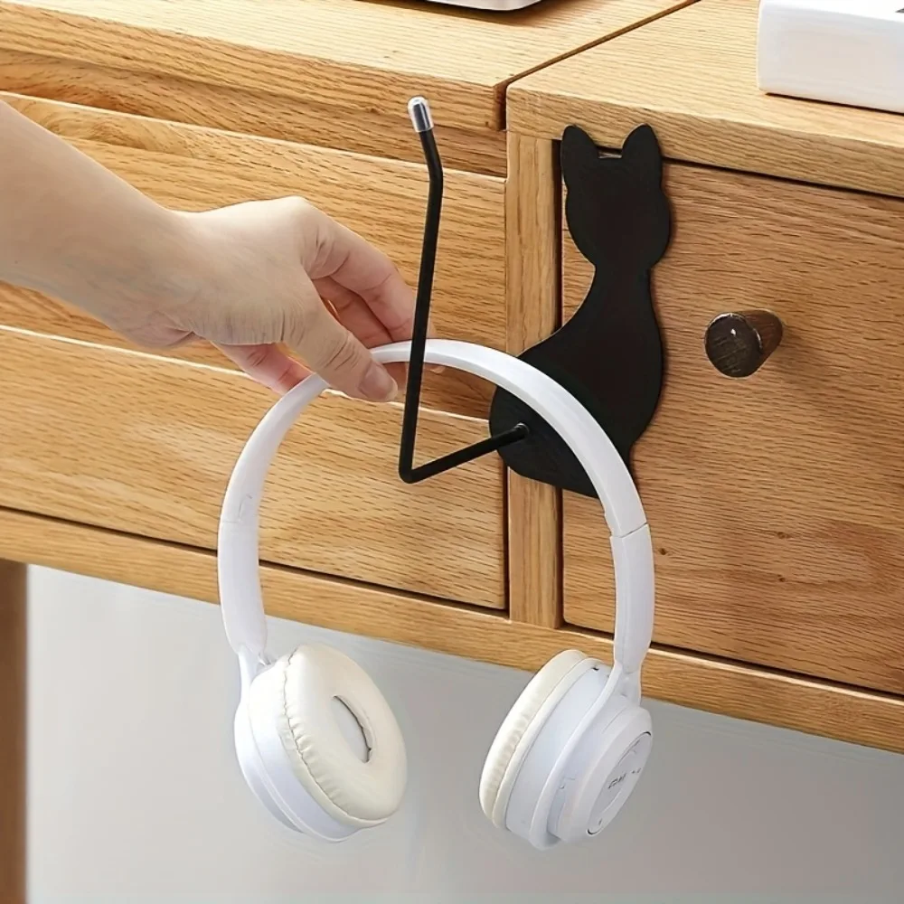 Cat Shaped Wall Mounted Toilet Paper Holder Stainless Steel Punch-Free Bathroom Kitchen Tissue Roll Dispenser Multi-Purpose 1PC - view 4