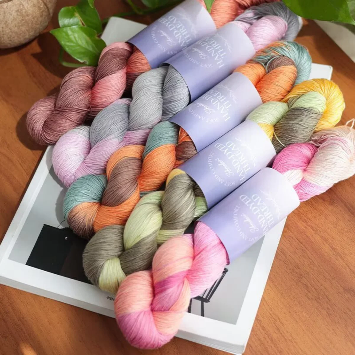 1pc Hand-Dyed Gradient Silk Lace Yarn Comfortable Soft Breathable Not Moisture-Proof for DIY Crafts Home Decor