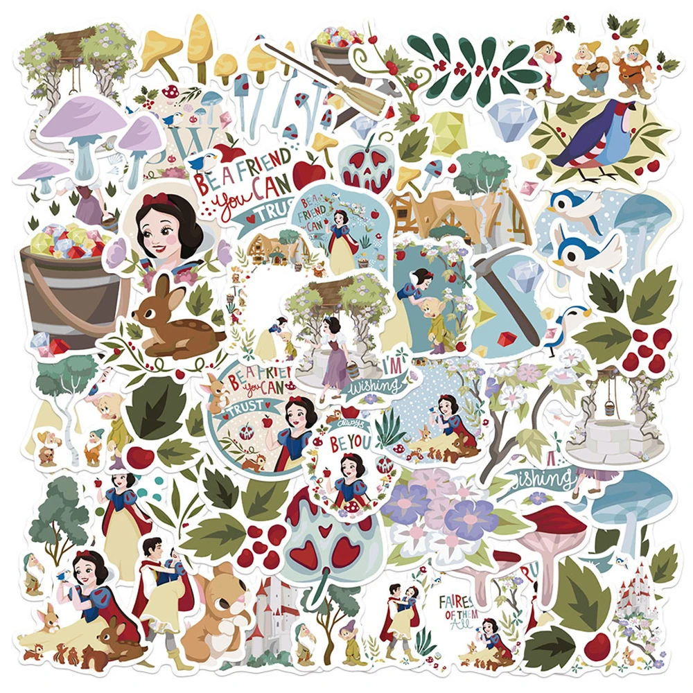 

10/30/50pcs Disney Anime Princess Aesthetic Stickers Cute Snow White Cartoon Sticker DIY Stationery Guitar Phone Graffiti Decals