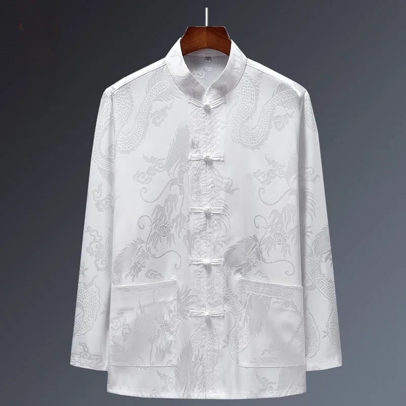 軽量長袖太極拳ユニフォームメンズ唐服中高年夏服学生芸術的なアイスシルク風