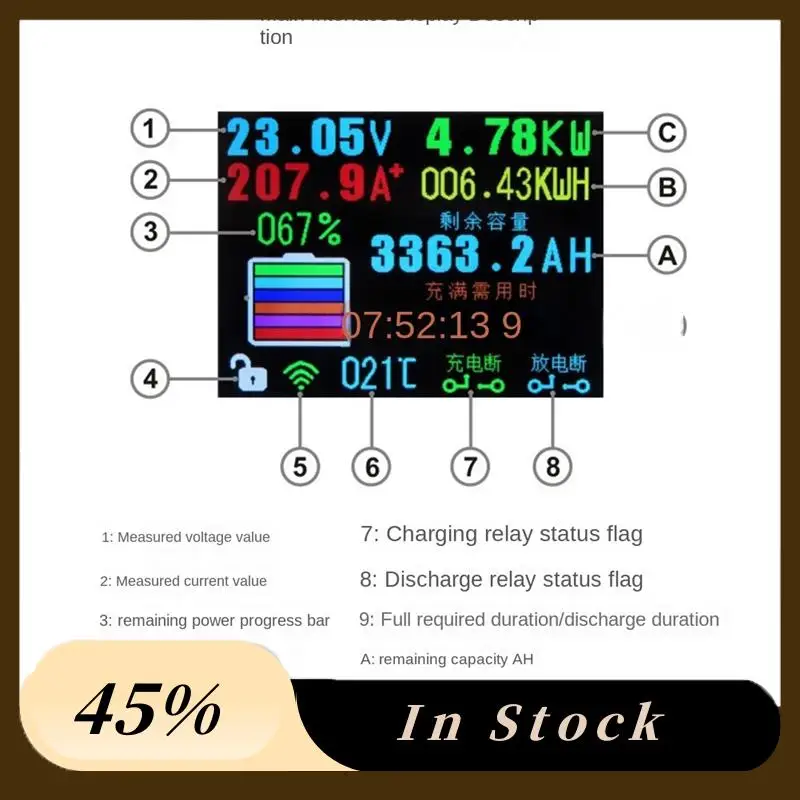 Новый 120 В 300A VAC8810F 2,4-дюймовый цветной ЖК-дисплей Беспроводной тестер емкости аккумулятора Кулонометр Ток Напряжение Измеритель мощности Детектор
