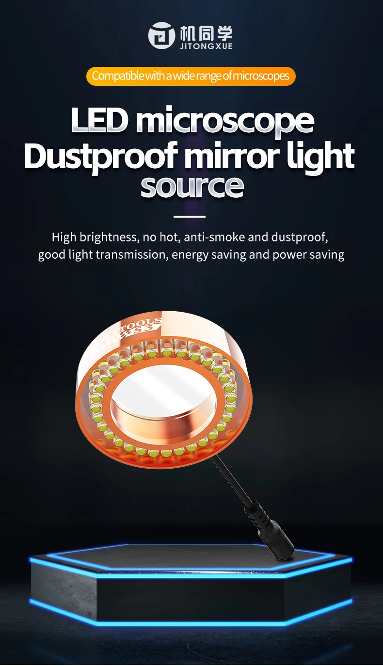 Jtx s3 alto brilho led microscópio à prova de poeira fonte de luz espelho para reparo de solda microscópios estéreo ajuste olho proteger