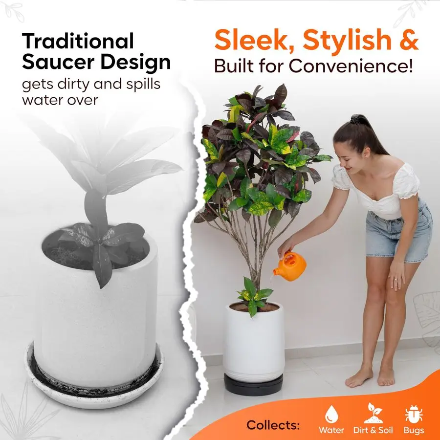 

Поддон для растений, стильная круглая подставка для цветочных горшков 6, 8, 10, 11 дюймов, для использования в помещении и на улице, на террасе или в саду.