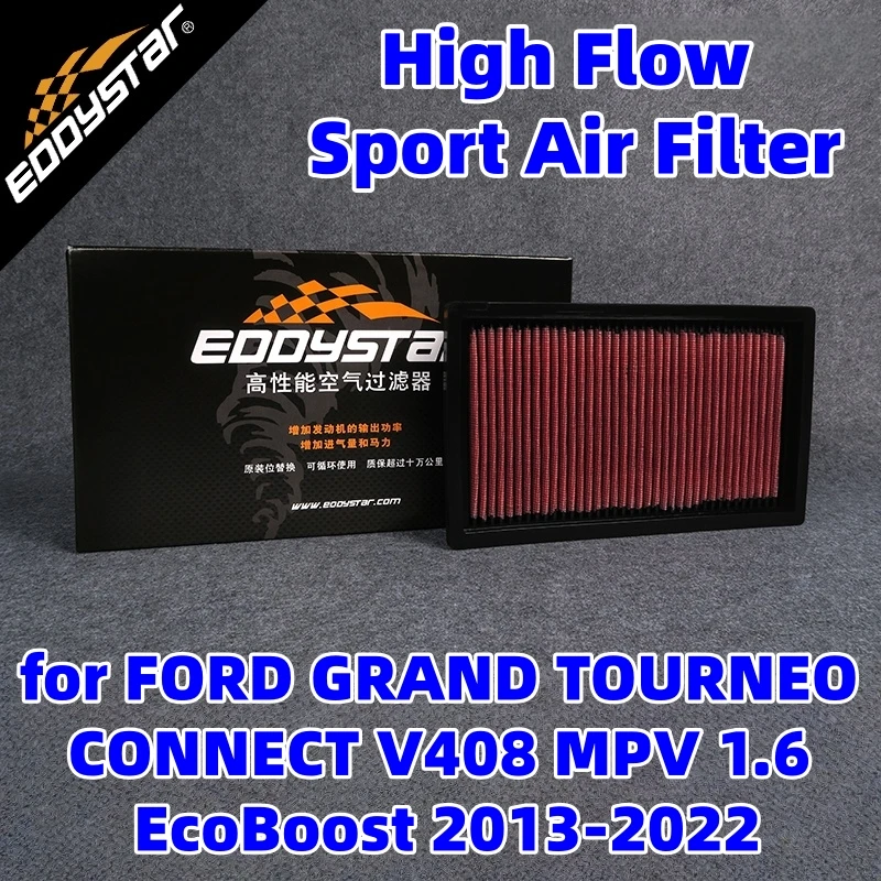

High Flow Sport Air Filter for FORD GRAND TOURNEO CONNECT V408 MPV 1.6 EcoBoost 2013-2022 Washable Racing Intake Filters