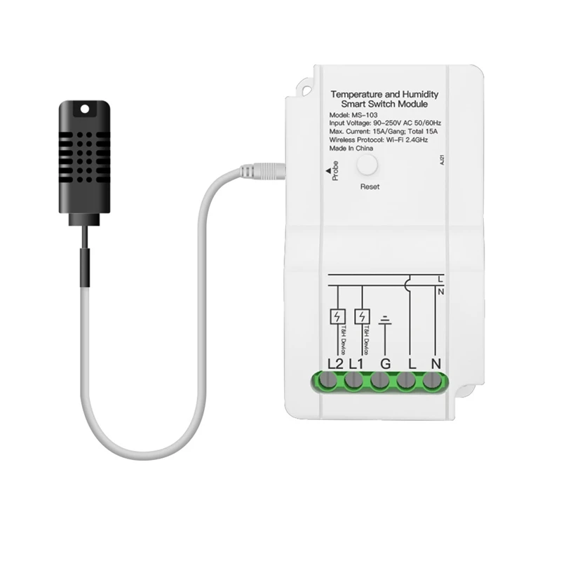 Tuya wifi inteligente interruptor de temperatura e umidade módulo sensor saída relé duplo controlador sem fio 30m para alexa