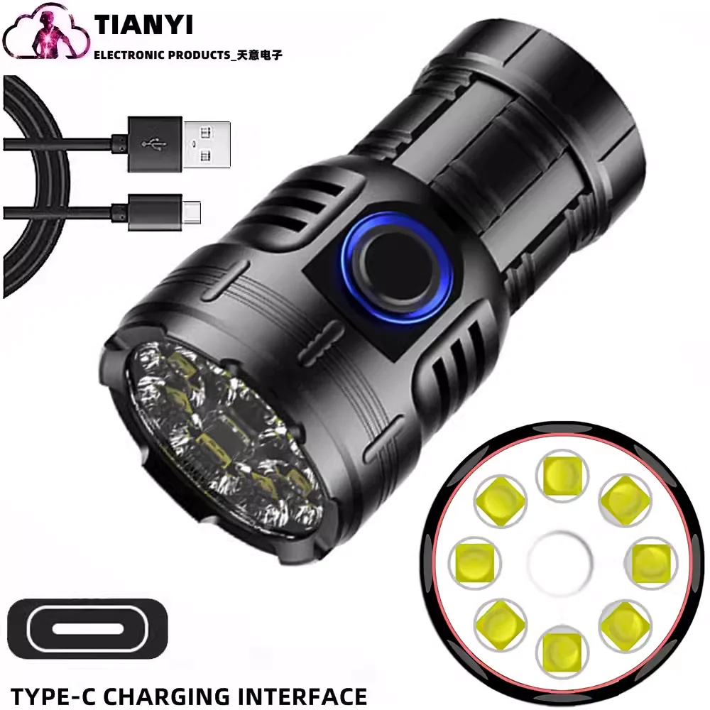 

Strong and ultra bright outdoor household mini rechargeable lighting LED long-range convenient portable flashlight