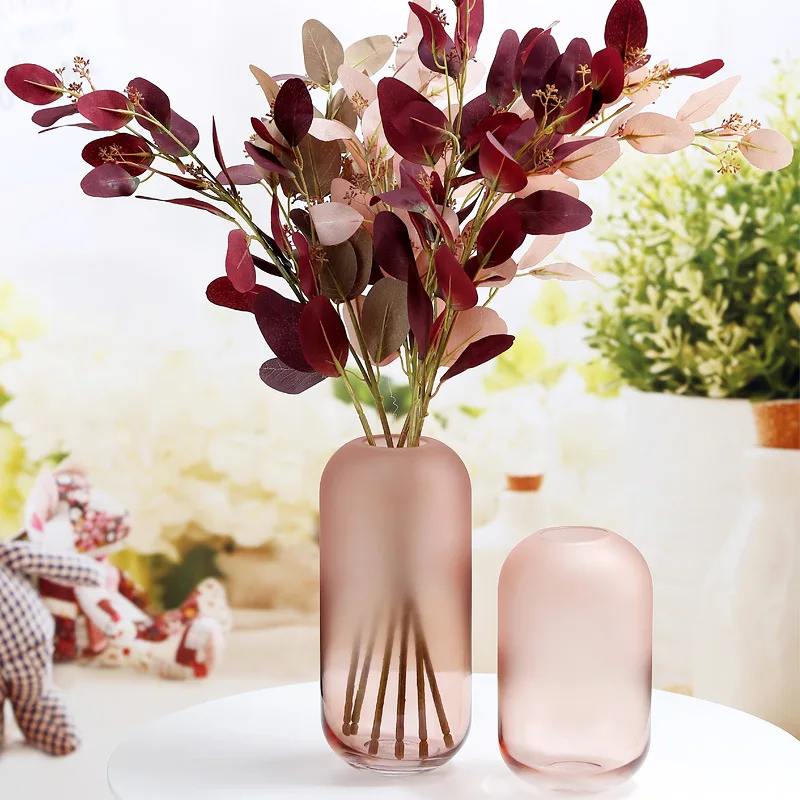 Frosted Glass Vase Translucent Tube Cut Flower Home Tabletop Ornament Interior Glassware Decor Craft Furnishing