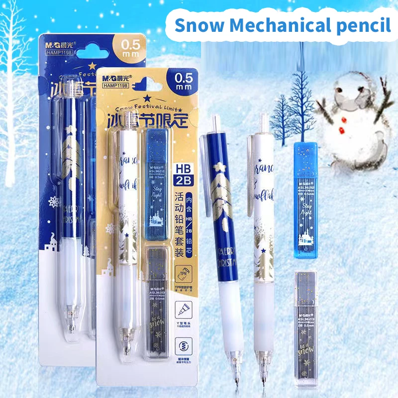 Estetyczne artykuły papiernicze kawaii rysunek przydatne przybory szkolne Zimowy śnieg ołówek automatyczny urocze ołówki