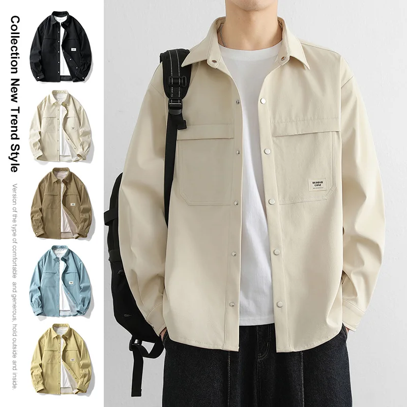 2026 New Style Workwear Shirt - Men's Long-Sleeved Spring-Autumn Loose Trendy Casual Shirt Jacket