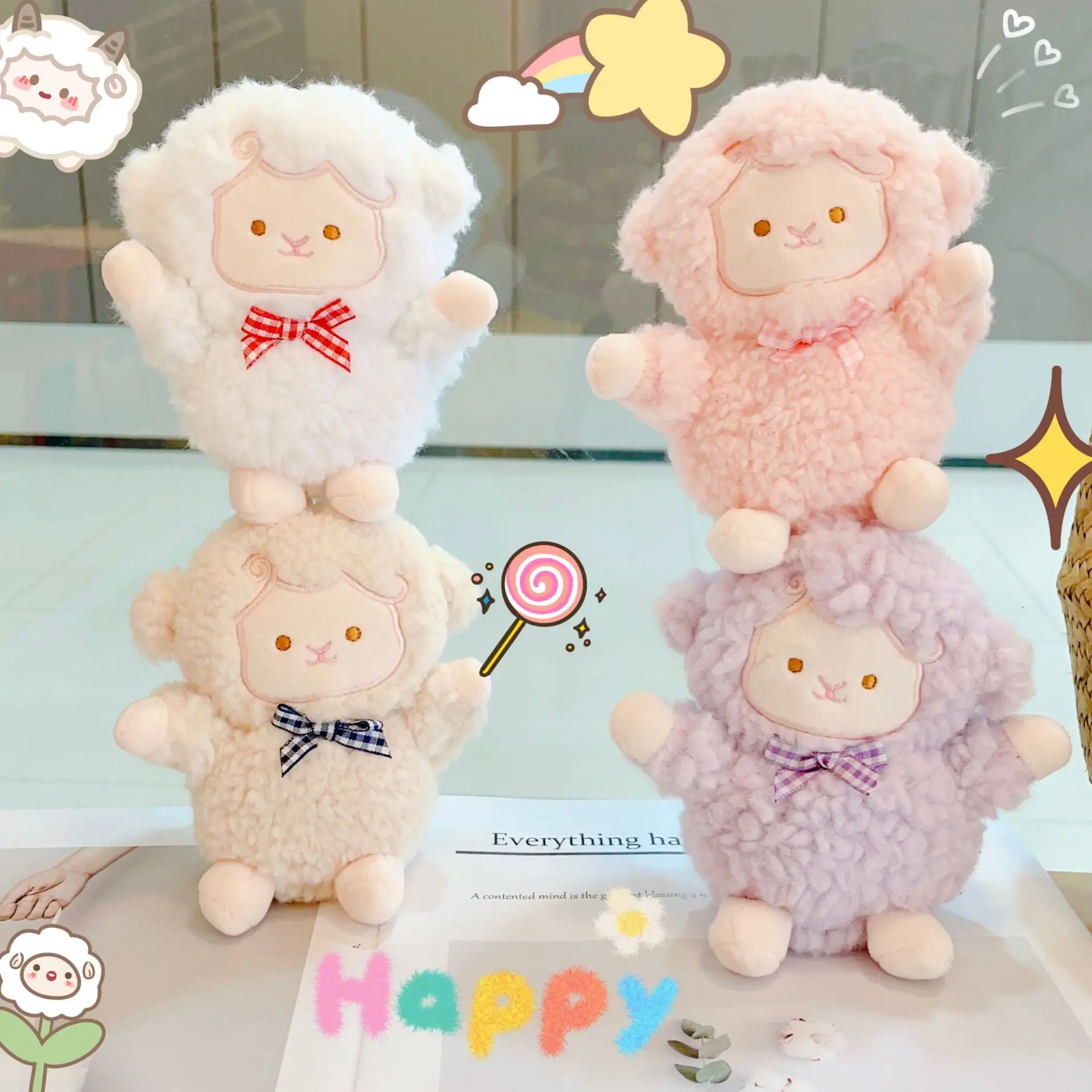 exquisite  New Cute Darling  Creative styling  bow  lamb  Pendant plush doll couple funny keychain pretty   birthday gift