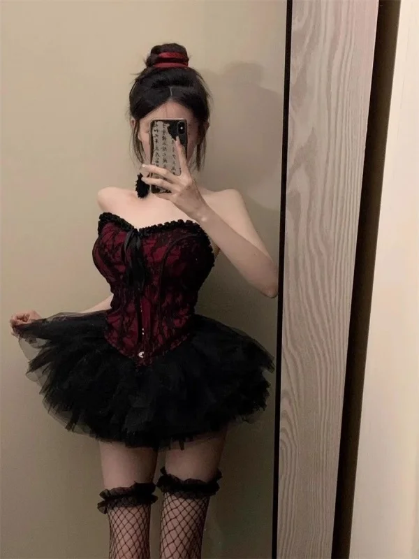 Pure Desire Sexy Girl Court Style High Waist Slim Fit Short Skirt Two Piece Set Summer New Arrival Polyester Cotton Blend