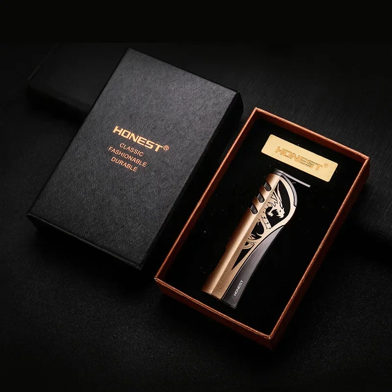Metal Jet Blue Flame Inflatable Lighter Windproof Torch Spray Dragon Gas Butane Portable Cigarette Lighter Men\'s Small Tool