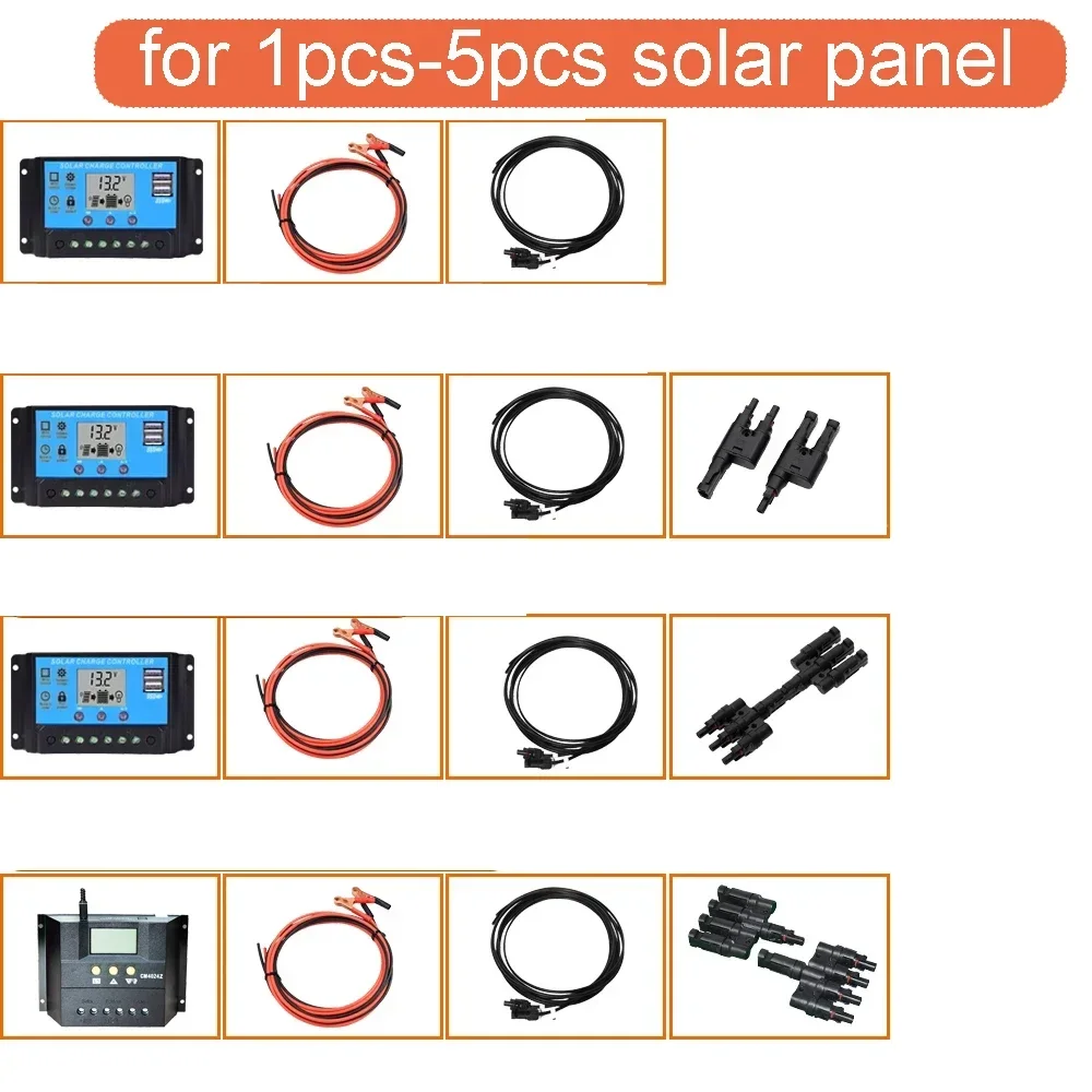 10A 20A 30A 40A Controller Kit Different Configurations of Solar Panel Accessories Photovoltaic Cable Controller Connector Joint