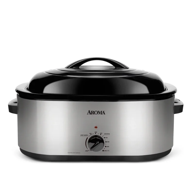 Aroma 22 Quart Electric Roaster Oven Stainless Steel with Self-Basting Lid, ART-712SB