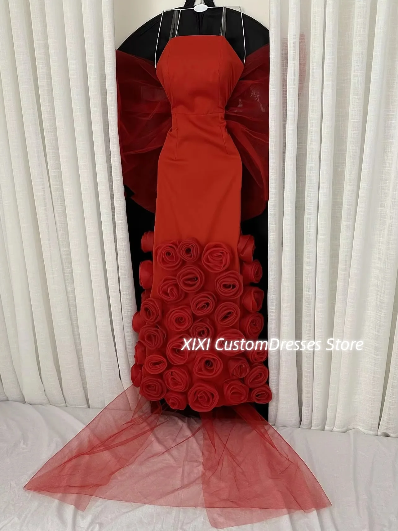 فسات kapaات Personalizza scollo quadrato colonna pavimento-lunghezza perline Abiti da sera da donna Cerniera senza maniche Occasioni formali