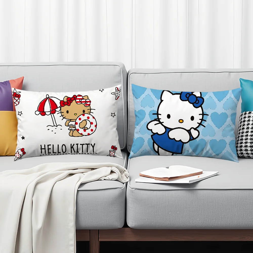 غطاء الوسادة وسادة مستطيلة لطيفة غطاء SRO أريكة المنزل الكرتون المعيشة القط غرفة الفن مكتب مقهى h-HelloKitty المخدة #3