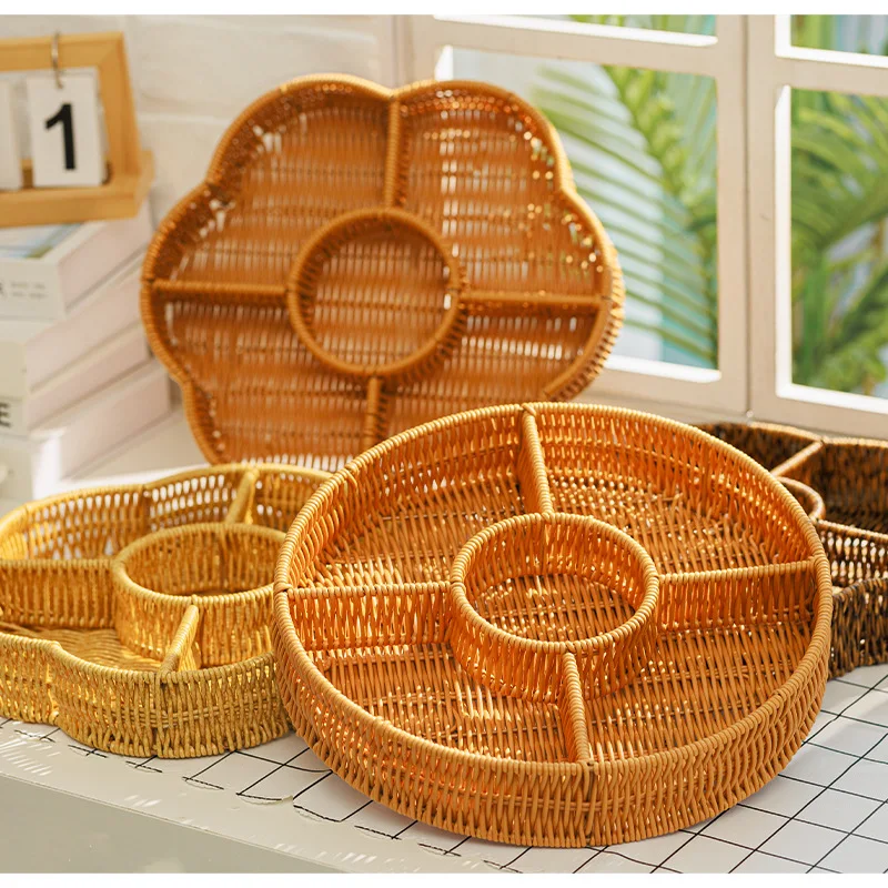 

Vine like handmade antique woven basket, Dim sum snack basket, bread basket, living room fruit tray, dried fruit storage basket