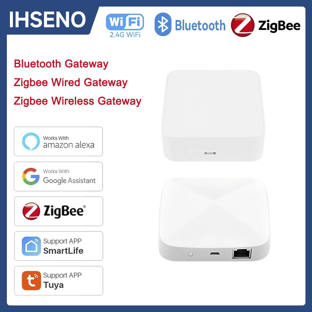 

Tuya ZigBee Smart Gateway Hub Smart Life Home Bridge Bluetooth Wireless Wired Multi Mode Gateway MeshWork with Alexa Google Hom