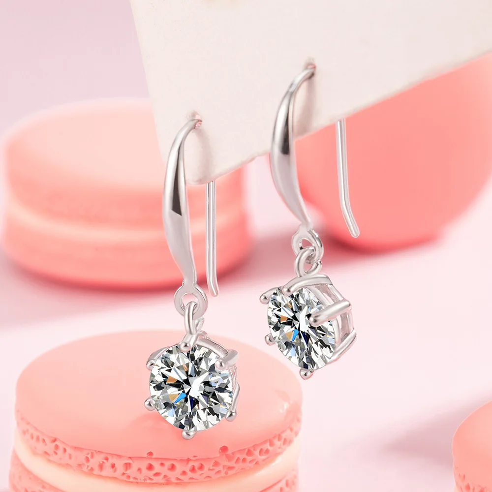 

BR 5mm Trendy Simple Zircon Drop Earrings, Elegant Six-Prong Design, Versatile Daily & Office Wear, Perfect Gift Choice