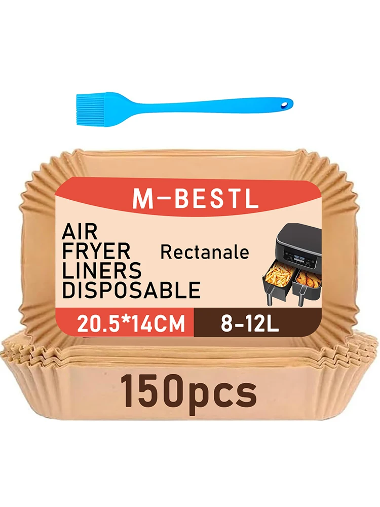 Airfryer Baking Paper 150PCS Rectangle for Ninja Dual xl Pro AF300EU/400EU/451EU/500EU 10.4L,Cecotec 9L/10,COSORI 8,5L/10L,Phili