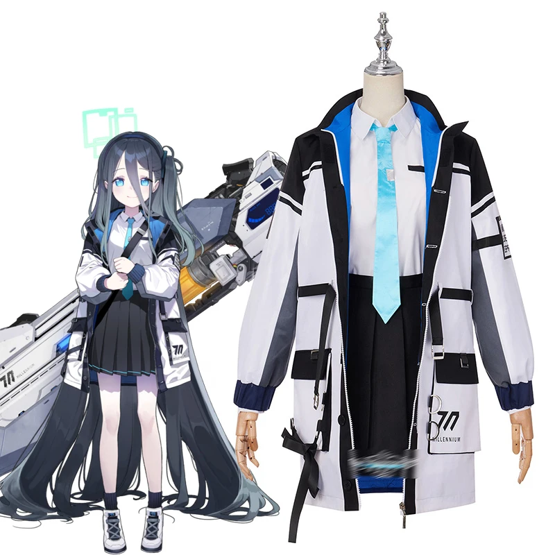 Game Blue Archive Tendou Arisu Cosplay Cool Coat and Pleated skirt Women Halloween Outfit Costume B