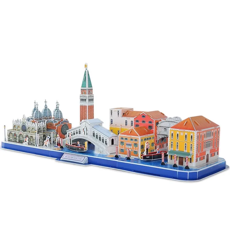 Italy Venice City Line Scenery Famous Build 3D Paper EPS Card Puzzle Building Model Toy Great Architecture Boy Girl Travel Gift