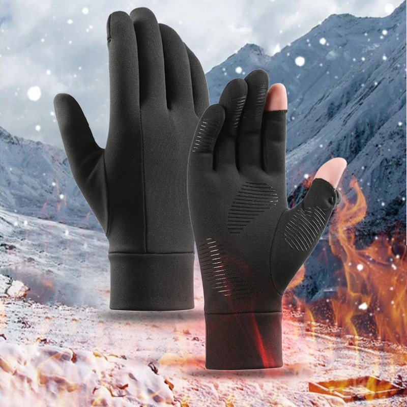 

Black Winter Warm Full Fingers Waterproof Cycling Outdoor Sports Running Motorcycle Ski Touch Screen Fleece Gloves