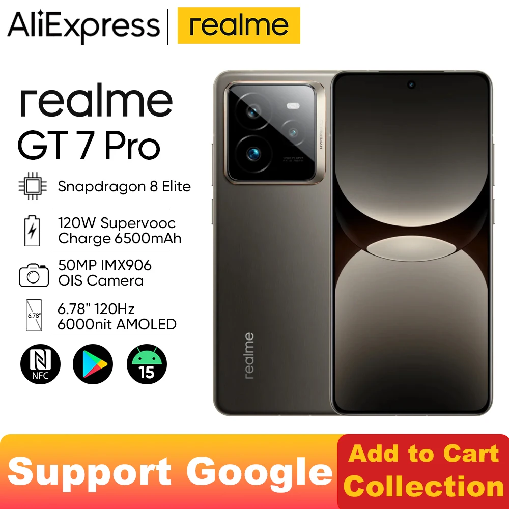 [WORLD PREMIERE] Unlocked Realme GT7 Pro 6500mAh 120W Supervooc Snapdragon 8 Elite 6.78 Inch AMOLED 50MP Sony IMX906 GT 7 Pro