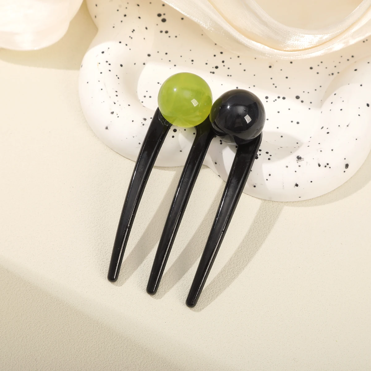 Presilha de cabelo AWAYTR French Twist com pérolas, grampo de cabelo em formato de U de acetato, estilo vintage tartaruga, acessório para coque feminino._voghion.com