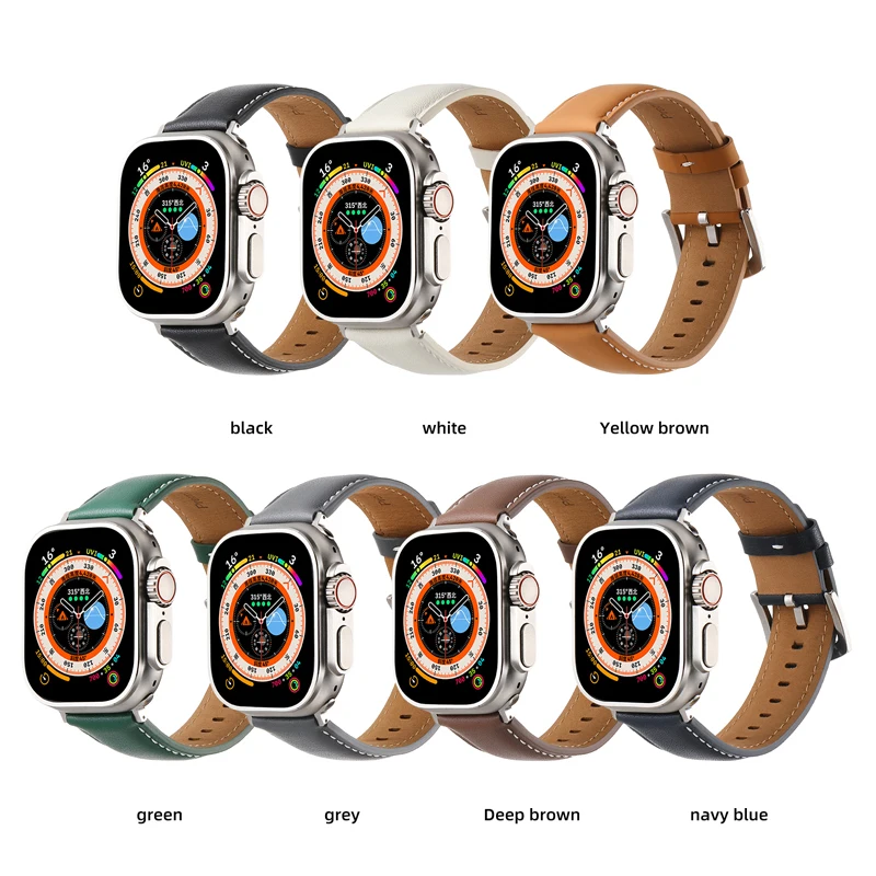 

S10Wide Leather Strap For Apple Watch Band38/40/41/42/44/45/46/49MMSports Smart Watch Accessories Bracelet IwatchS9Ultra2Series