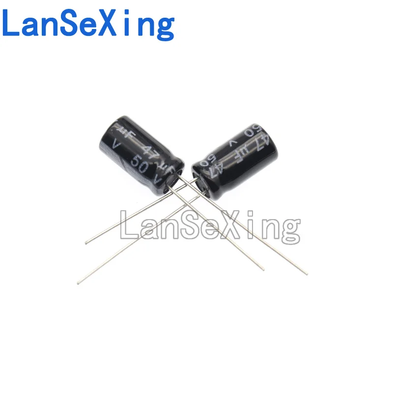 Direct insertion aluminum electrolytic capacitor components 50v 47uf, volume 6 * 11mm, capacitance 47uf 50v aluminum electrolysi