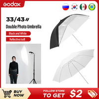 soonpho 2in1 33 inch 87cm 43 inch 110cm Black white Reflective Lighting Light Umbrella Soft For Photogrphy Photo Studio
