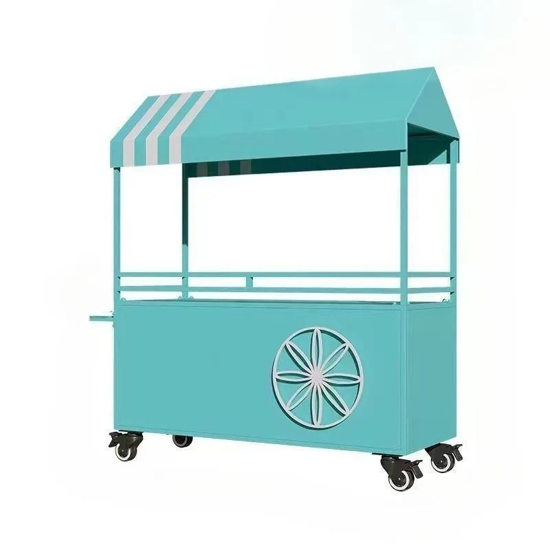 LH night market mobile snack cart display shopping mall promotion wrought iron ceiling stall trolley
