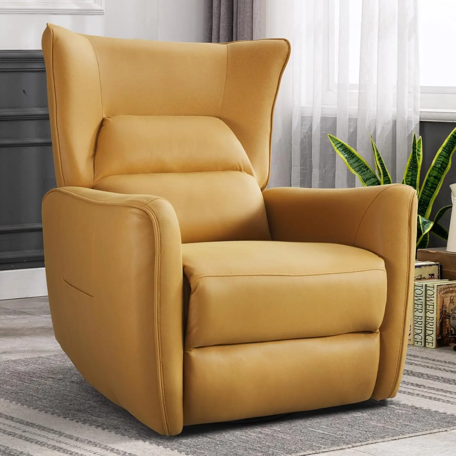 Power Recliner Swivel Glider, Oversize Electric Swivel Rocker Recliners with Highly Enveloping Backrest, Nursery Rocking