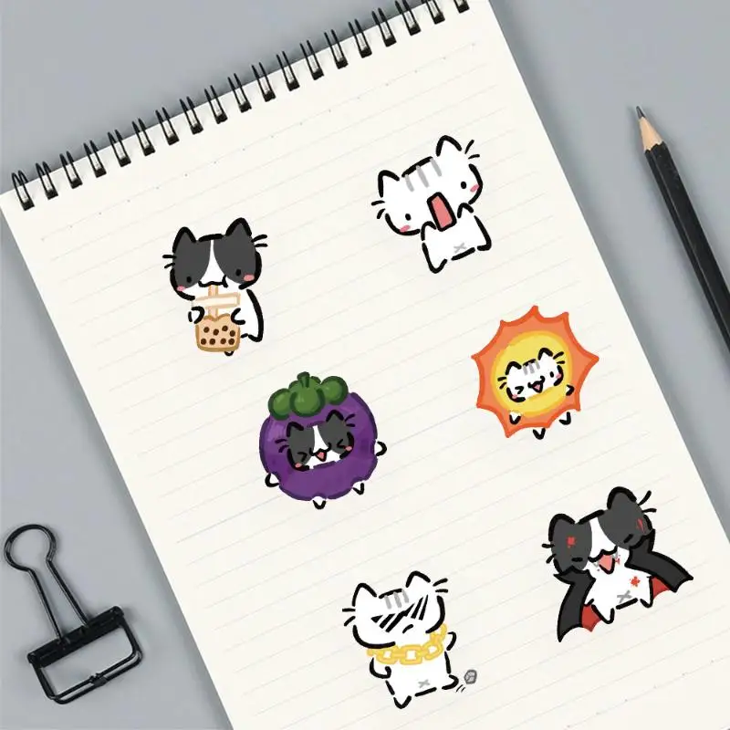 54pcs/set Kawaii Colorful Cat Stickers Transparent Cat Decals For Phone Laptop Skateboard Waterproof Stickers